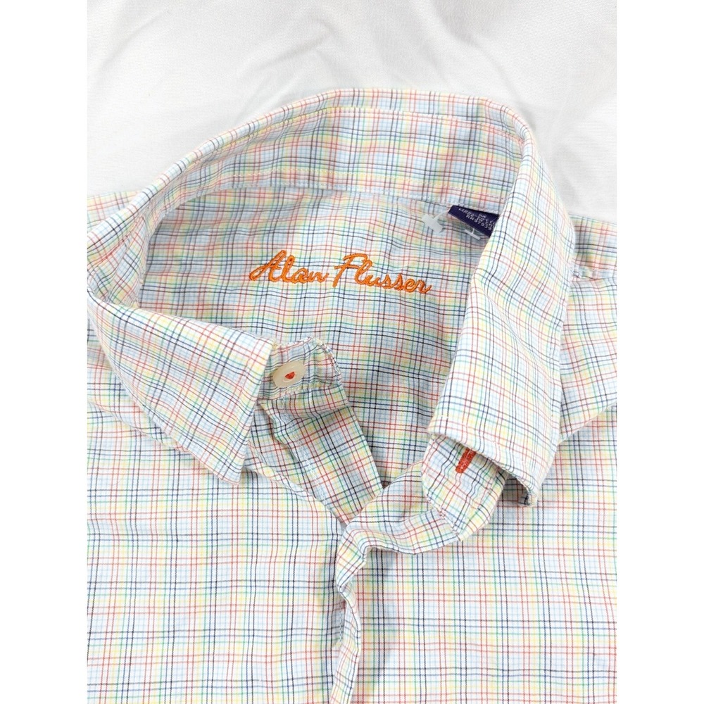 Alan Flusser Long Sleeve Bright Rainbow Plaid Size Medium - Picture 4 of 8